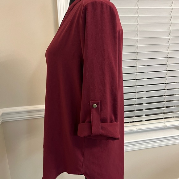 Karlie Deep Red (Burgundy) Women's Blouse - Picture 5 of 5